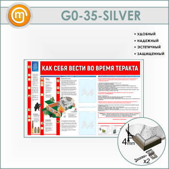 Стенд «Как себя вести во время теракта» c 2 карманами (GO-35-SILVER)