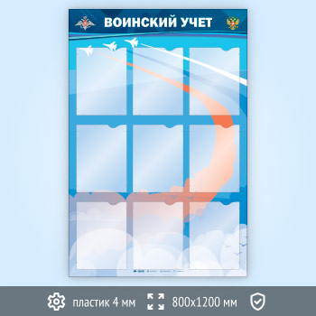 Стенд «Воинский учет» с 9 карманами А4 формата (VU-9K-ECONOMY2)